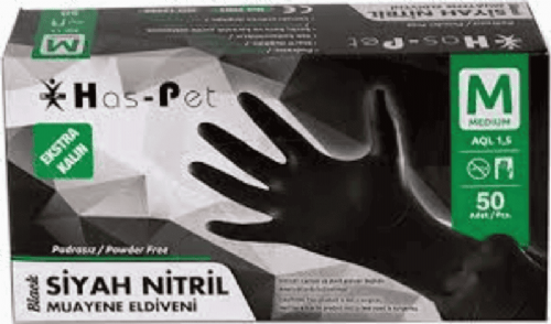 Haspet Siyah Nitril Ex.Kalın Eld. Medium 50 Li