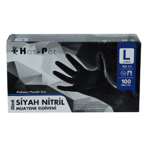 Haspet Siyah Nitril Muayene Eld. Large 100 Lü