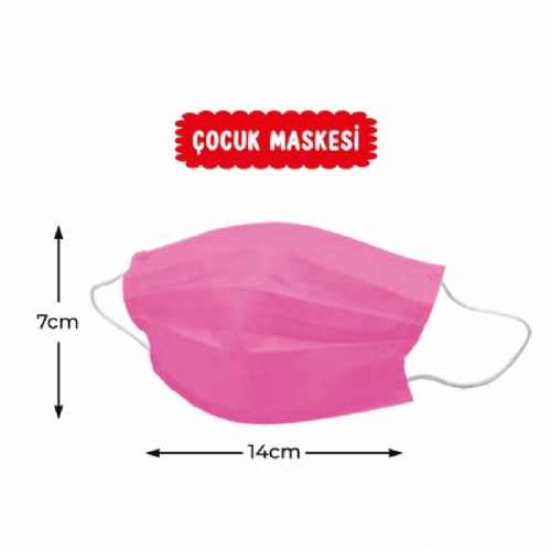 Cerrahi Maske 3 Katlı Çocuk Pembe 50 Li